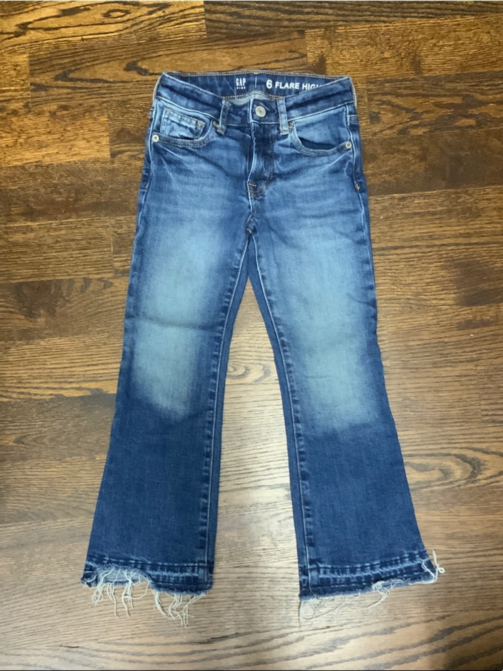 GAP Kids Medium Blue Flare Jeans with Frayed Hem